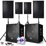 Bm sonic syst�me sonorisation complet 4400w 4 enceintes 2 subwoofers usb bluetooth pieds c�ble pc 4 jeux ...