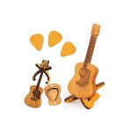 Bo�te a m�diators en bois avec support et 3 m�diators - etui de rangement portable pour m�diators