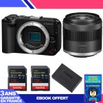 Boitier canon eos r50 v + rf - s 14 - 30mm f / 4. 5 - 6. 3 is stm pz + 2 sandisk 128gb extreme pro uhs ...