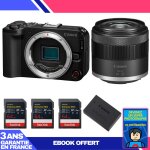 Boitier canon eos r50 v + rf - s 14 - 30mm f / 4. 5 - 6. 3 is stm pz + 3 sandisk 64gb extreme pro uhs ...