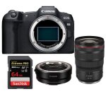 Botier canon eos r8 + adaptateur de montage ef - eos r + rf 24 - 70mm f2. 8l is usm + sandisk 64 go ...