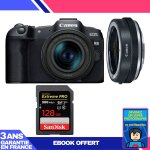Boitier canon eos r8 + rf 24 - 50mm is stm + ef - eos r premium + 1 sandisk 128gb extreme pro uhs - ii ...