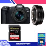 Boitier canon eos r8 + rf 24 - 50mm is stm + ef - eos r + 1 sandisk 64gb extreme pro uhs - ii sdxc 300 ...