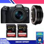 Boitier canon eos r8 + rf 24 - 50mm is stm + ef - eos r + 2 sandisk 128gb extreme pro uhs - ii sdxc 300 ...