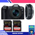 Boitier canon eos r8 + rf 24 - 50mm is stm + ef - eos r premium + 2 sandisk 256gb extreme pro uhs - ii ...