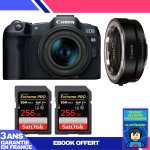Boitier canon eos r8 + rf 24 - 50mm is stm + ef - eos r + 2 sandisk 256gb extreme pro uhs - ii sdxc 300 ...