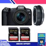 Boitier canon eos r8 + rf 24 - 50mm is stm + ef - eos r premium + 2 sandisk 32gb extreme pro uhs - ii ...