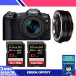 Boitier canon eos r8 + rf 24 - 50mm is stm + ef - eos r + 2 sandisk 32gb extreme pro uhs - ii sdxc 300 ...