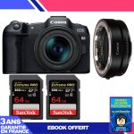 Boitier canon eos r8 + rf 24 - 50mm is stm + ef - eos r + 2 sandisk 64gb extreme pro uhs - ii sdxc 300 ...