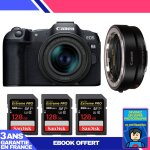 Boitier canon eos r8 + rf 24 - 50mm is stm + ef - eos r + 3 sandisk 128gb extreme pro uhs - ii sdxc 300 ...
