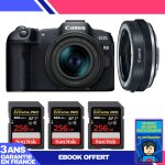Boitier canon eos r8 + rf 24 - 50mm is stm + ef - eos r premium + 3 sandisk 256gb extreme pro uhs - ii ...