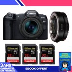 Boitier canon eos r8 + rf 24 - 50mm is stm + ef - eos r + 3 sandisk 32gb extreme pro uhs - ii sdxc 300 ...