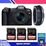 Boitier canon eos r8 + rf 24 - 50mm is stm + ef - eos r premium + 3 sandisk 64gb extreme pro uhs - ii ...