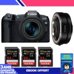 Boitier canon eos r8 + rf 24 - 50mm is stm + ef - eos r + 3 sandisk 64gb extreme pro uhs - ii sdxc 300 ...