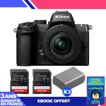 Boitier nikon z50 ii + 16 - 50mm f / 3. 5 - 6. 3 vr + 2 sandisk 64gb extreme pro uhs - ii sdxc + 3 nikon ...