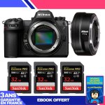 Boitier nikon z6 iii + ftz ii + 3 sandisk 32gb extreme pro uhs - ii sdxc 300 mb / s + ebook 'devenez ...
