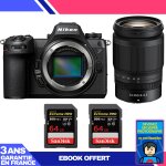 Boitier nikon z6 iii + z 24 - 200mm f / 4 - 6. 3 vr + 2 sandisk 64gb extreme pro uhs - ii sdxc 300 mb ...