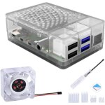 Botier pour raspberry pi 4 modle b, botier abs transparent avec ventilateur 40 x 40 x 10 mm et 4 dissipateu ...