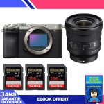 Boitier sony a7cr silver + fe pz 16 - 35mm f / 4 g + 3 sandisk 256gb extreme pro uhs - ii sdxc 300 mb ...