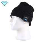 Bonnet bluetooth tricot chaud micro ecouteurs filles garons motifs vagues noir yonis