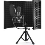 Bouclier d'isolation pour microphone avec trpied, combinaison en mousse pliable  5 panneaux, bouclier ...