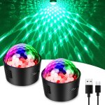 Boule disco, 2 pack mini lampe de sc�ne jeux de lumi�re, 7 rgb a commande sonore lumi�re de f�te projecteur ...
