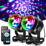 Boule disco de commande vocale, 2 pack 7 couleurs boule a facette avec télécommande 6w eclairage de scène ... Boule disco de commande vocale, 2 pack 7 couleurs boule a facette avec télécommande 6w eclairage de scène ...