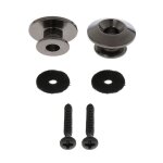 Bouton de sangle noir avec vis de montage pour guitare electrique basse ukulele mandoline, 2 pi�ces