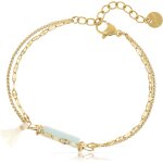 Bracelet double rang�e pour femme en or avec perles color�es et pendentifs 16 + 3 cm