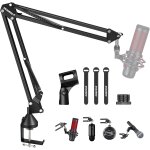 Bras micro, ak - 35 pied micro rglable support de microphone pour hyperx quadcast, solocast, blue yeti, ...