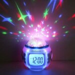 Bw projecteur radio r�veil etoile led lcd alarm musique thermom�tre pr cateau no�l ciel etoil� led reveil ...