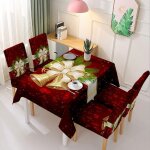 (c)nappe (nol haut de gamme, 4 housses de chaise, 140 cm x 180 cm (joyeux nol, noir et or)