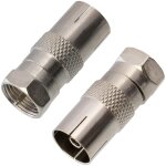 C11240 - lot de 2 adaptateurs d'antenne f m�le droit vers fiche femelle coaxial droit - longueur 27 mm ...