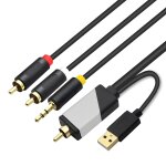 Cble audio coaxial numrique analogique usb, aux spdif coaxial numrique vers 3, 5 mm + 2 prises rca ...