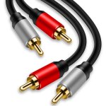 Cble audio stro 2 rca vers 2 rca mles plaqus or pour home cinma, hdtv, consoles de jeux, systmes ...