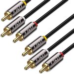 Cble audio / vido 3 rca, stro plaqu or de 3 rca mle a 3 rca mle, pour amplificateurs, chanes ...