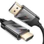Câble displayport vers hdmi 4k, 4k @ 60hz / 2k@120 / 1080p@120, unidirectionnel, plaqué or, tressé, douille ... Câble displayport vers hdmi 4k, 4k @ 60hz / 2k@120 / 1080p@120, unidirectionnel, plaqué or, tressé, douille ...