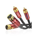 C�ble double xlr vers rca, premium 2rca m�le vers 2xlr femelle c�ble connexion audio st�r�o hifi, plaqu� ...
