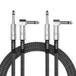 Câble de guitare 3m - 2 pack, câble instrument de guitare électrique à angle droit 1 / 4 pouce cordon ... Câble de guitare 3m - 2 pack, câble instrument de guitare électrique à angle droit 1 / 4 pouce cordon ...