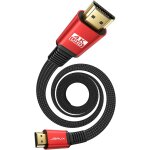 Cble hdmi 4k 4 m plat haut dbit en nylon tress - 60 hz, 18 gbps, prise en charge 3d hdr uhd 2160p ...