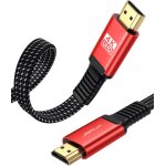Cble hdmi 4k 7, 5 m [4k@60 hz, hdmi 2. 0], cble plat 2. 0 haute vitesse, nylon tress, prise en charge ...