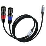 C�ble de microphone usb c vers double xlr pour sortie audio, tress� 2 m�tres pour amplificateur, haut ...