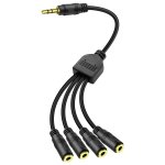 C�ble r�partiteur 3, 5 mm 1 � 4 voies, c�ble audio de 30 cm, 1 fiche m�le vers 4 femelles, pour �couteurs, ...