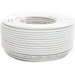 C�ble satellite mini coaxial de 100 m en blanc - extra fin avec un diam�tre de 4mm - double blindage ...