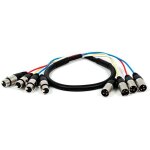 Cble serpent xlr vers xlr  4 canaux ¿ 0, 91 m ¿ noir / argent, m / f avec botiers de connecteurs ...