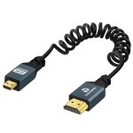 C�ble spiral� 8k micro hdmi vers hdmi 1m, hdmi vers micro hdmi m�le vers m�le en spirale plaqu� or, supporte ...