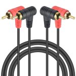 C�ble st�r�o caisson de basses, 2rca � 90 degr�s, 1 m�tre, m�le - m�le, pour audio, haut - parleurs, ...