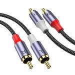 Cble stro rca, rca mle vers mle stro cble audio auxiliaire subwoofer 1m, plaqu or 24 carats ...