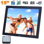 Cadre numrique photo musique vido hd led usb contrle distance 15 pouces noir - yonis