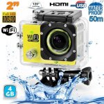 Camera embarque sports wi - fi lcd caisson etanche waterproof 12 mp hd jaune 4 go yonis